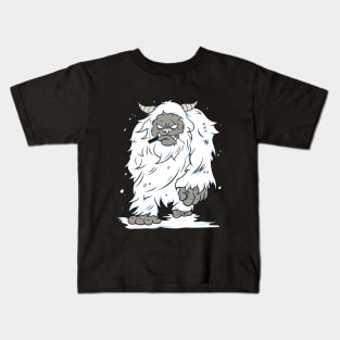Snow Yeti White Bigfoot Kids T-Shirt